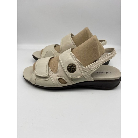 Soft Walk Sandals Womens Sz 9.5 W Adjustable Slingback‎ Ivory S1402-115 - Picture 4 of 14